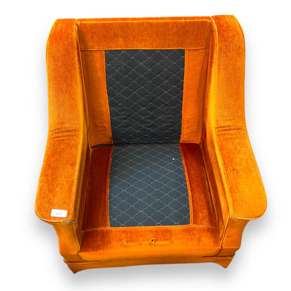 Orange Velour Single Lounge Chair