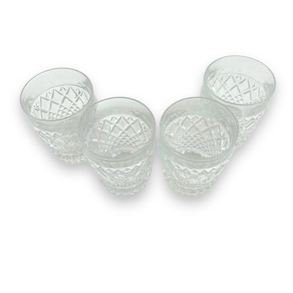 Crystal Cut Glass Set of 4 Whiskey Glasses