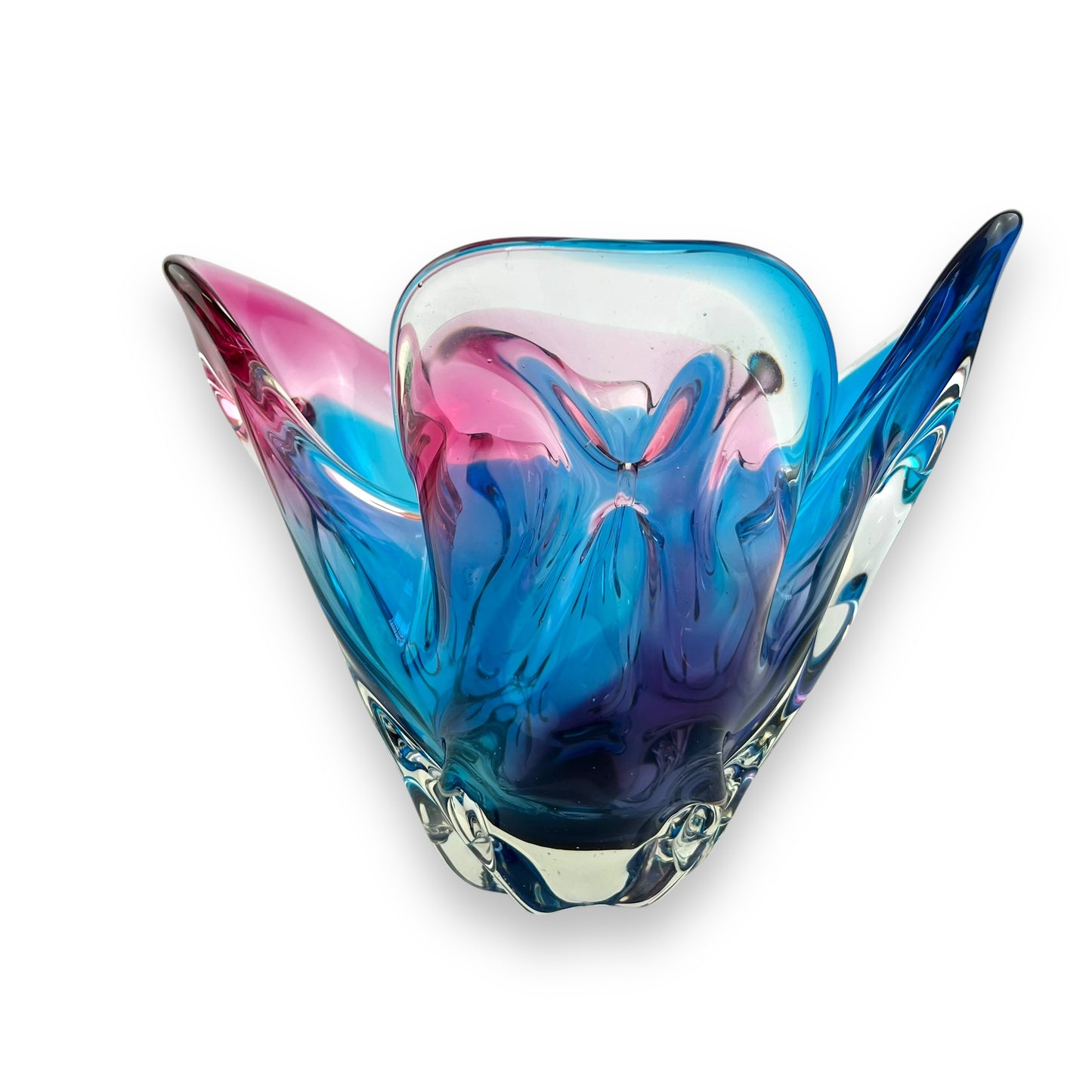 Pink & Blue Art Glass Large Vase