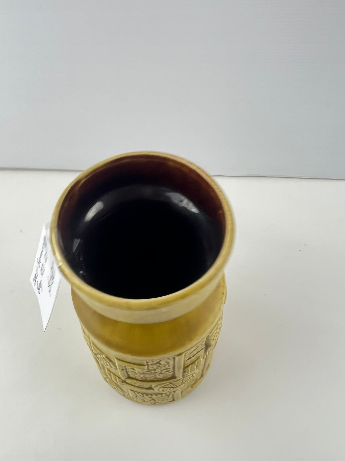 Bay West Germany Pottery Vase – Mustard Yellow Geometric 953-20