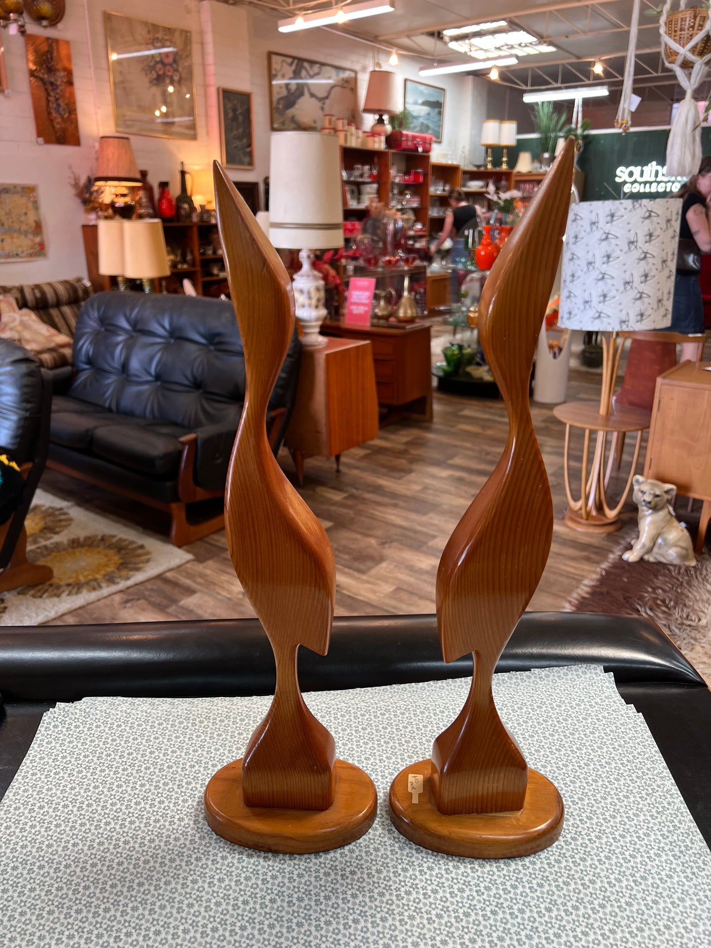 Sculptural Timber Bird Figures – Abstract Wooden Art Pair