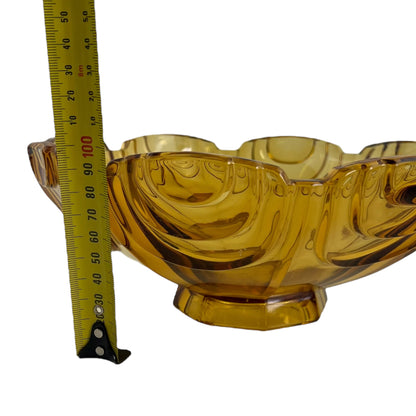 Amber Glass Scallop Edge Bowl
