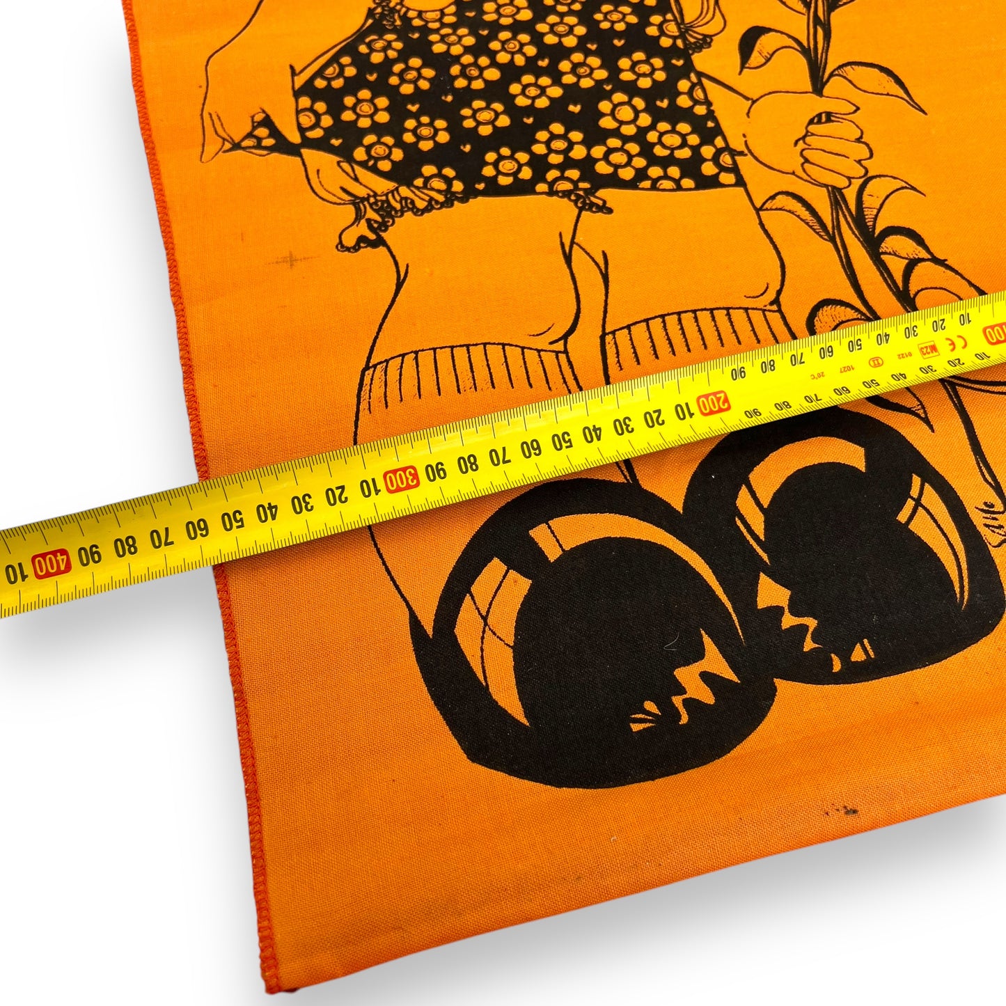 “Tohhar” Orange Fabric Wall Hanging of Girl with flowers - Printed in Australia