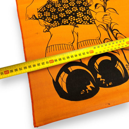 “Tohhar” Orange Fabric Wall Hanging of Girl with flowers - Printed in Australia