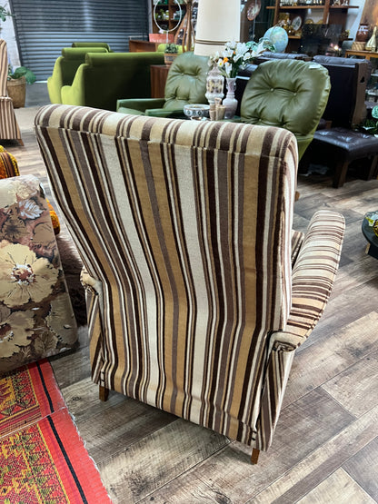 Striped Recliner Armchair with Footrest