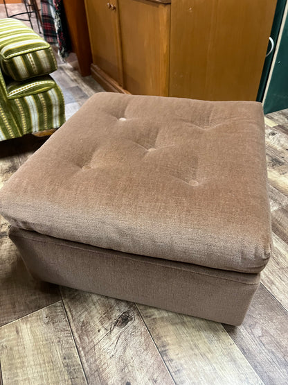 Taupe Button Tufted Upholstered Footrest Ottoman