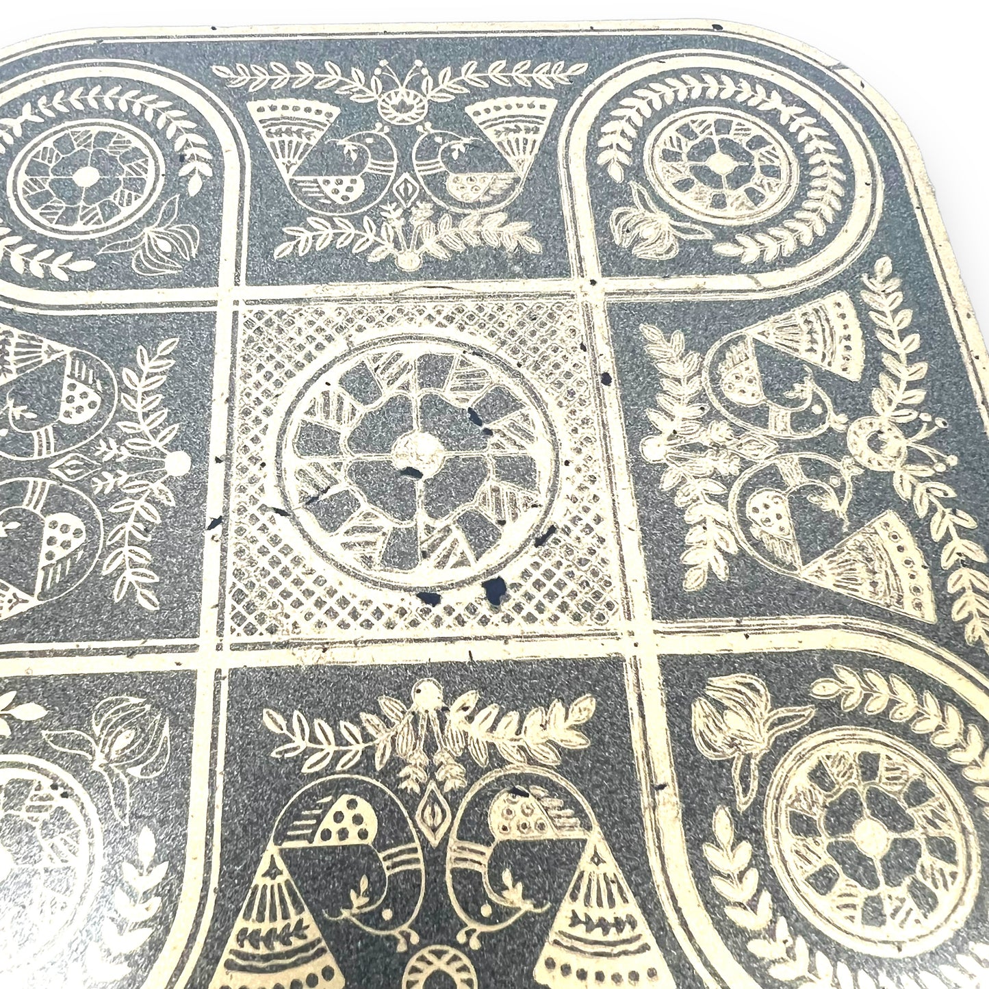 Retro Milton Black with gold decal plastic square tray