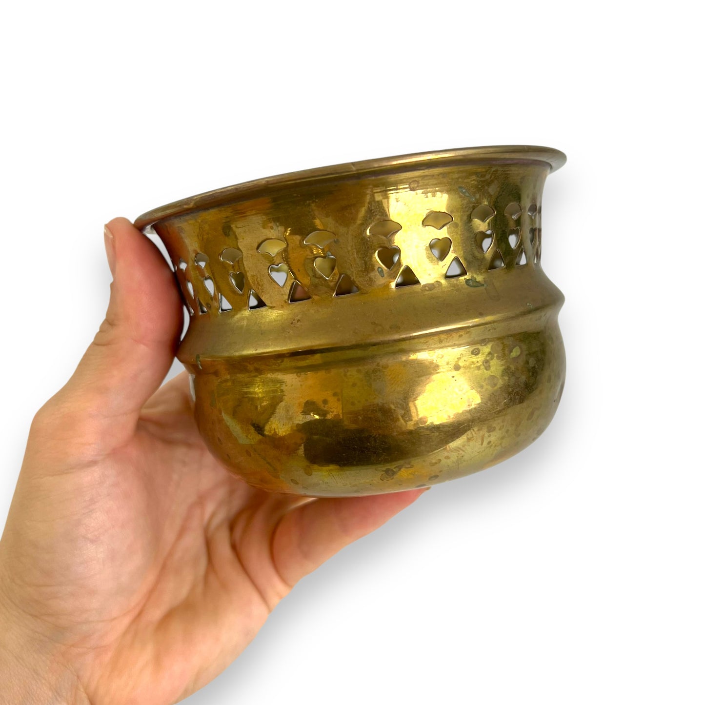 Small Brass Plant Pot Heart shape holes