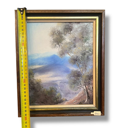 Australian Landscape Reproduction Painting by M. Beasy – Mountain View with Gum Trees