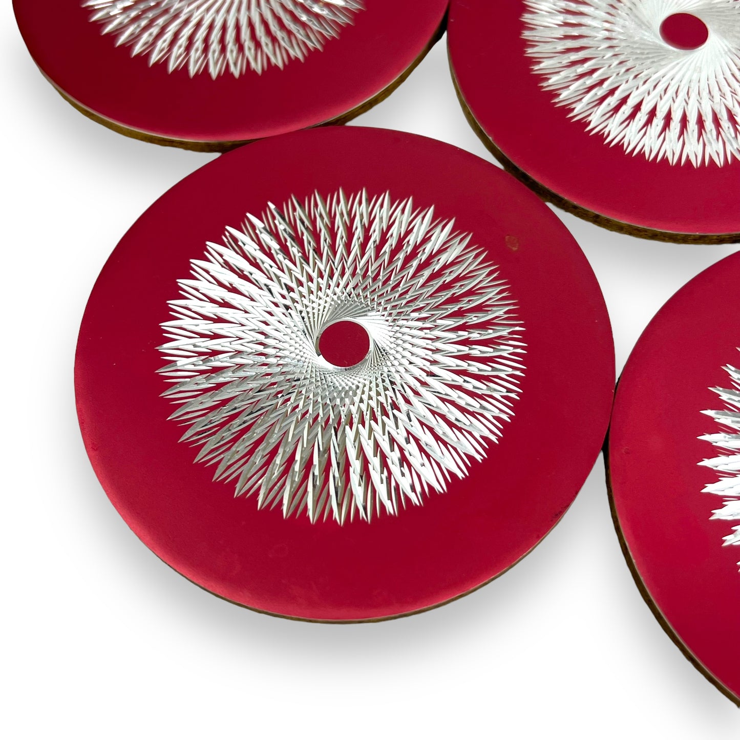 Red Conrah Drink Coasters x5 Aluminium