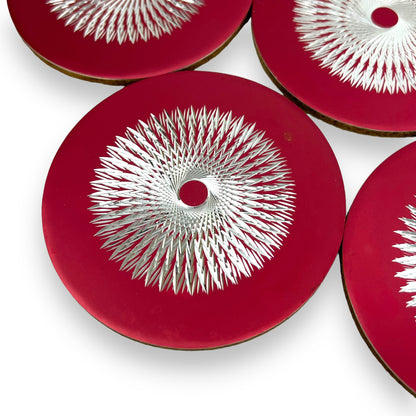 Red Conrah Drink Coasters x5 Aluminium