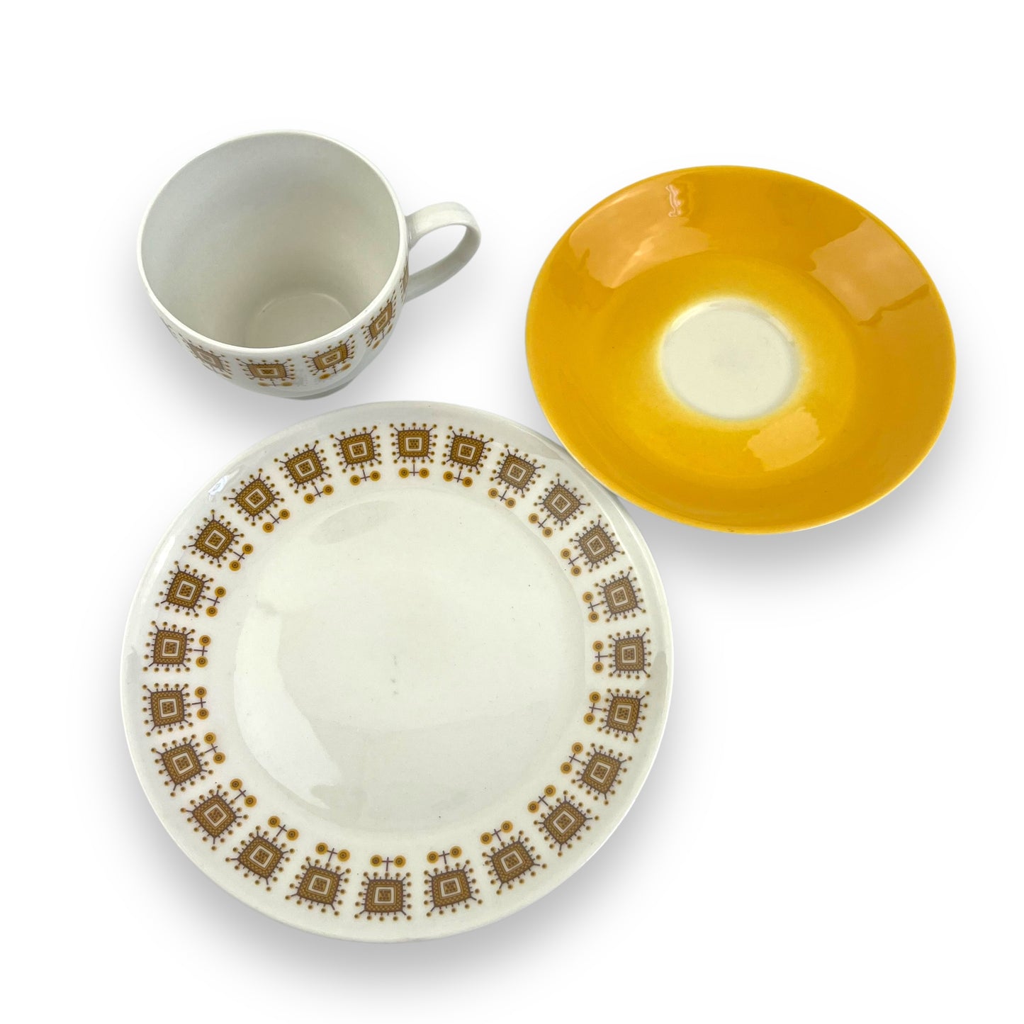 Constantia RSA Yellow Patterned Teacup Trio Set
