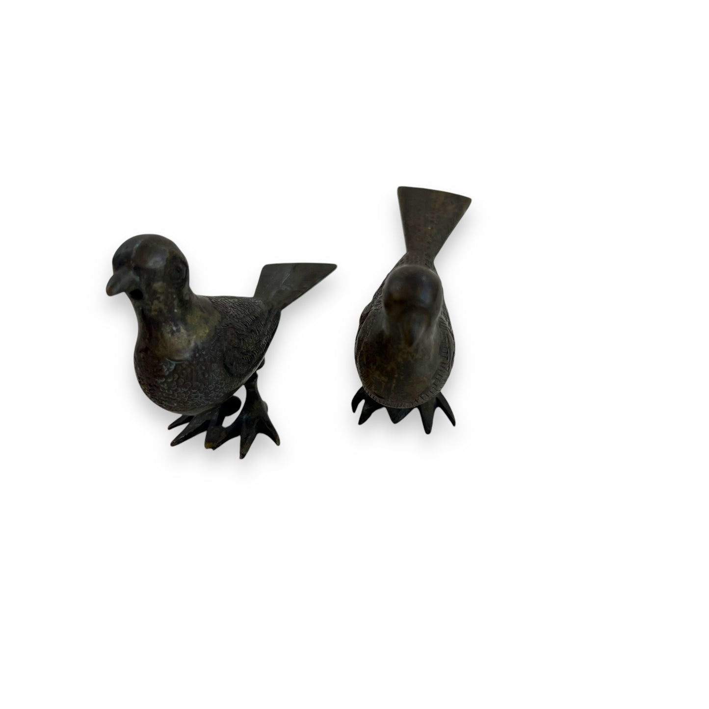 Brass small pigeon bird statue set
