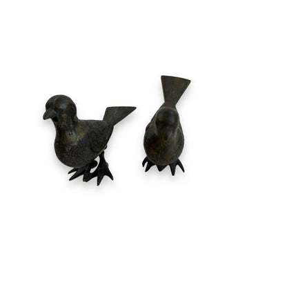 Brass small pigeon bird statue set