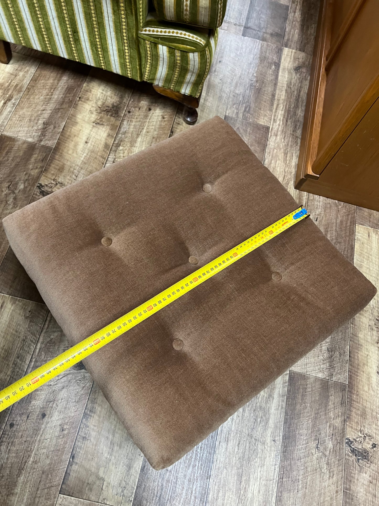 Taupe Button Tufted Upholstered Footrest Ottoman
