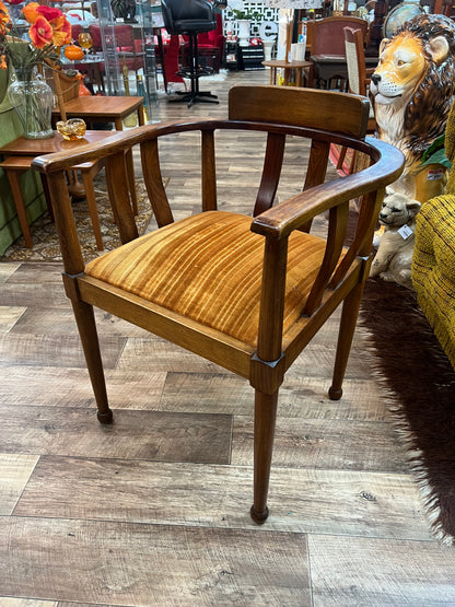 Timber Barrel Back Armchair with Mustard Velvet Seat
