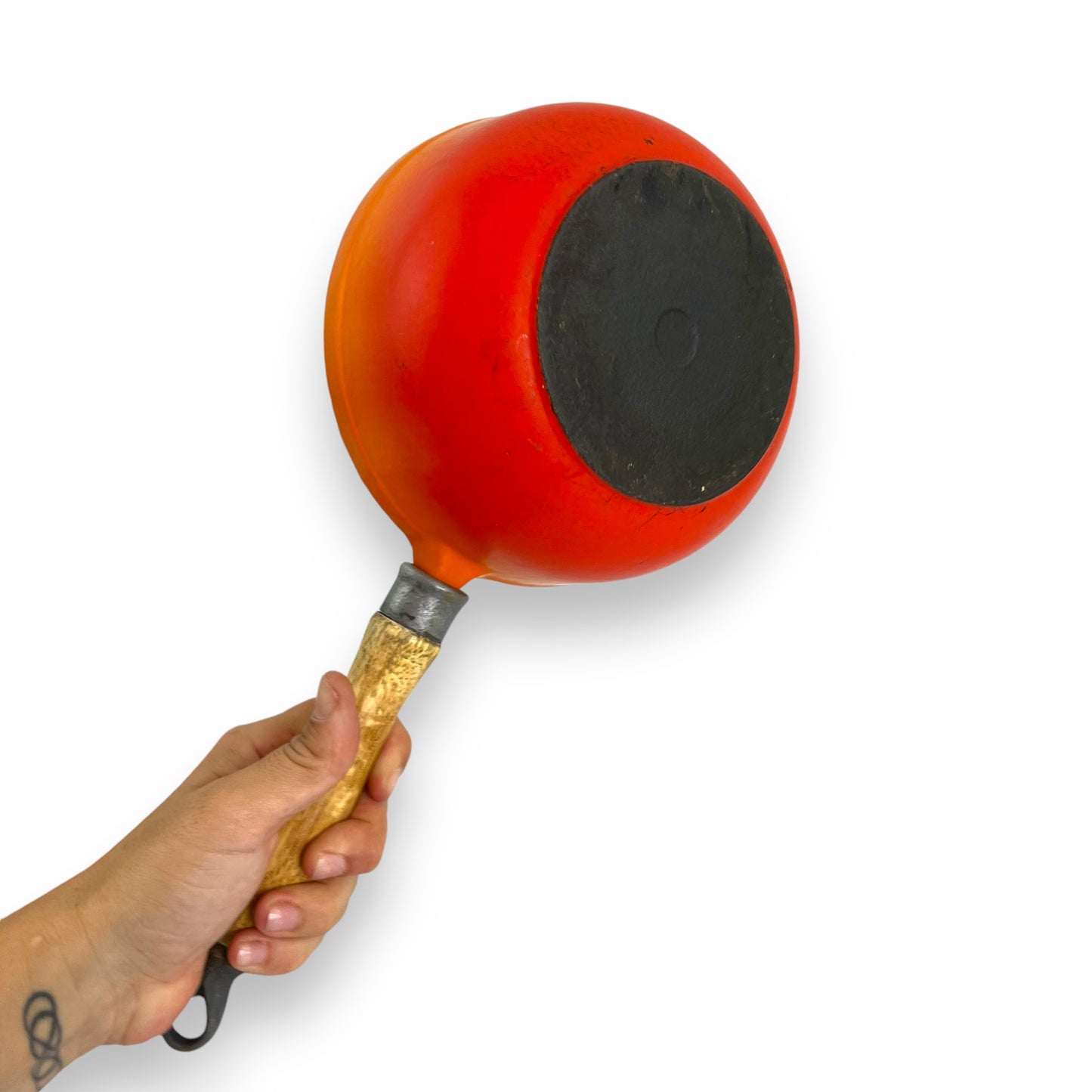 Orange wooden handle Saucepan Pot with Spout