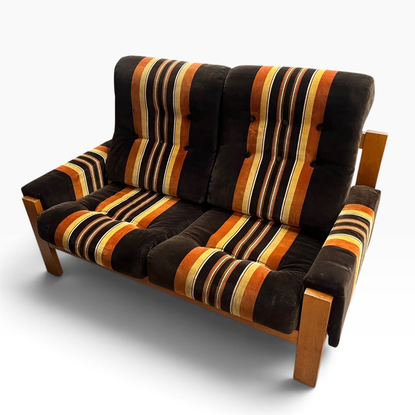 Danish Deluxe Two Seater Lounge – Original Striped Upholstery