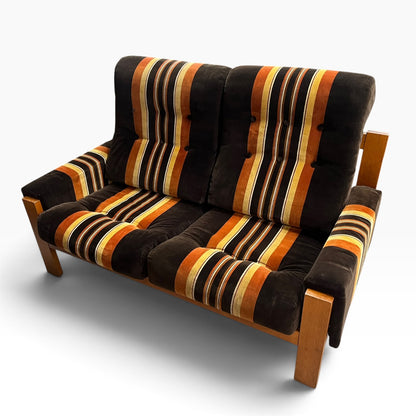 Danish Deluxe Two Seater Lounge – Original Striped Upholstery