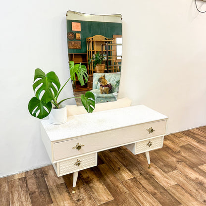 Retro White Bedroom Dressing Table & Mirror