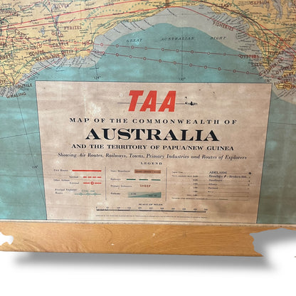 TAA Map of Australia – Mid-Century Aviation Wall Map