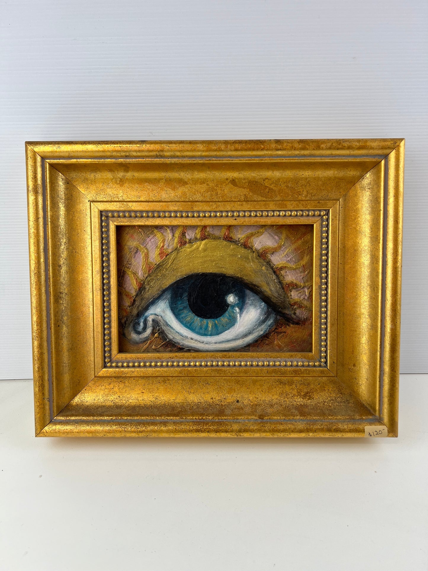 Framed Surrealist Eye Painting – Gilt Frame