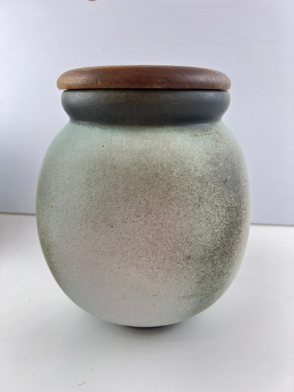 Ellis Pottery Ceramic Flour Canister with Timber Lid