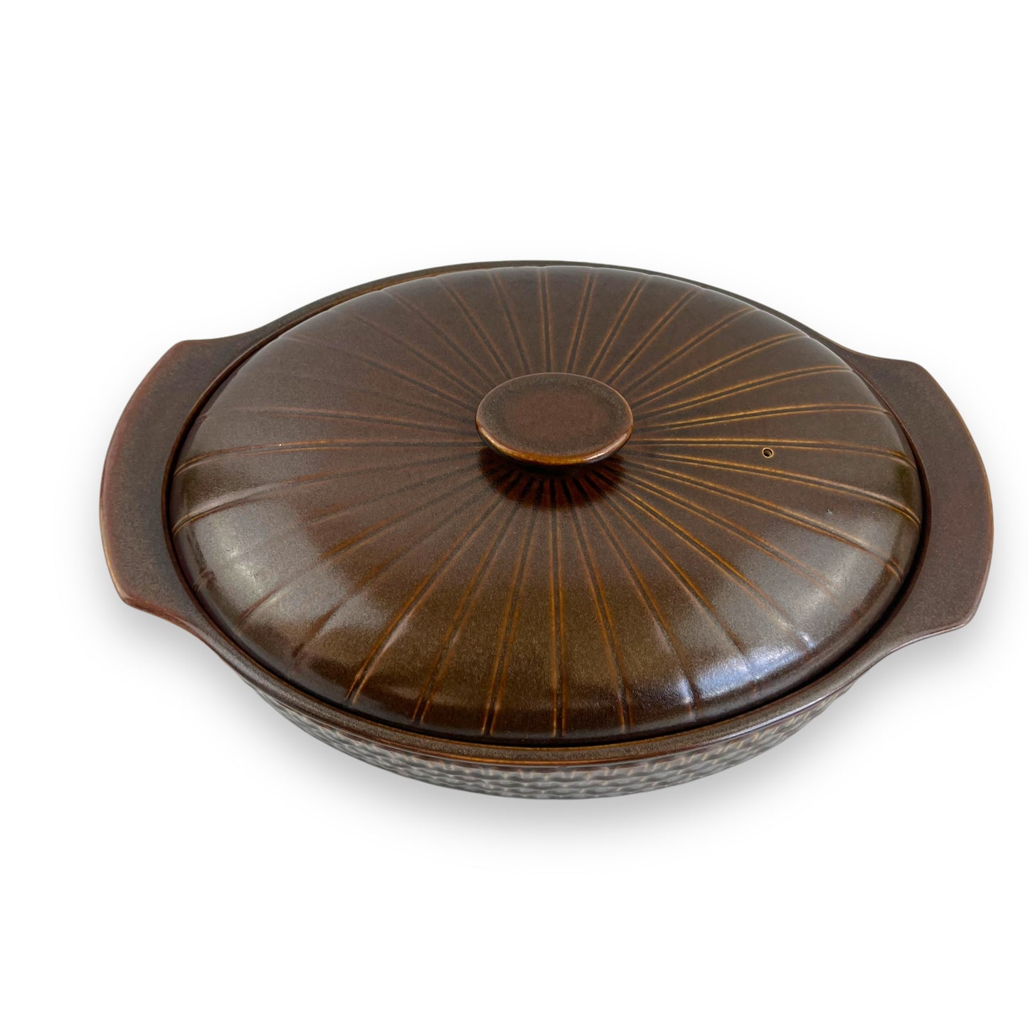 Wedgwood “Pennine” Pattern Dark Brown Oval Lidded Baking Dish