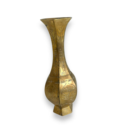 Hexagon shape brass small vase