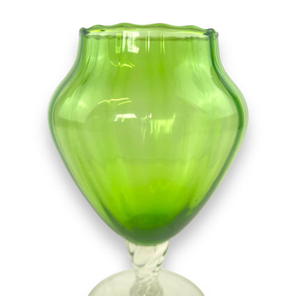 Green Empoli Art Glass Vase with Scalloped Rim