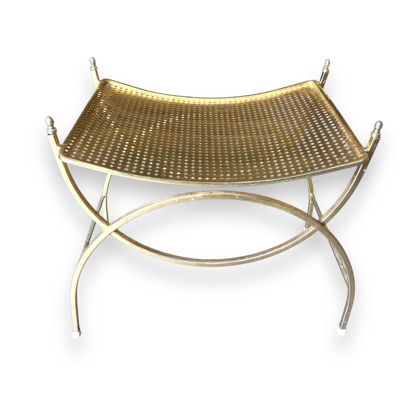 Hollywood Regency Vanity Stool – Mid Century Modern Metal Bench