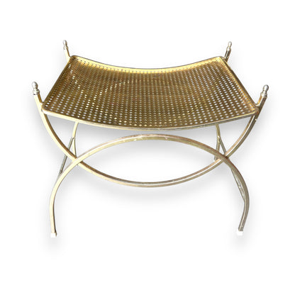 Hollywood Regency Vanity Stool – Mid Century Modern Metal Bench
