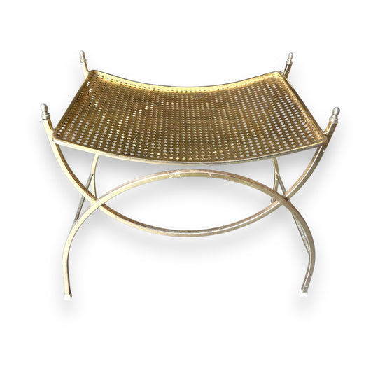 Hollywood Regency Vanity Stool – Mid Century Modern Metal Bench
