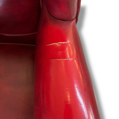 Red Wingback Armchair with Stud Detailing