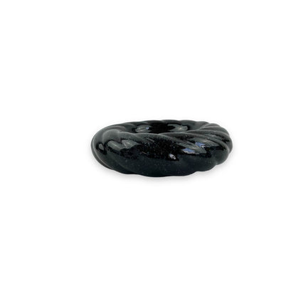 Black 80s swirl ceramic dish