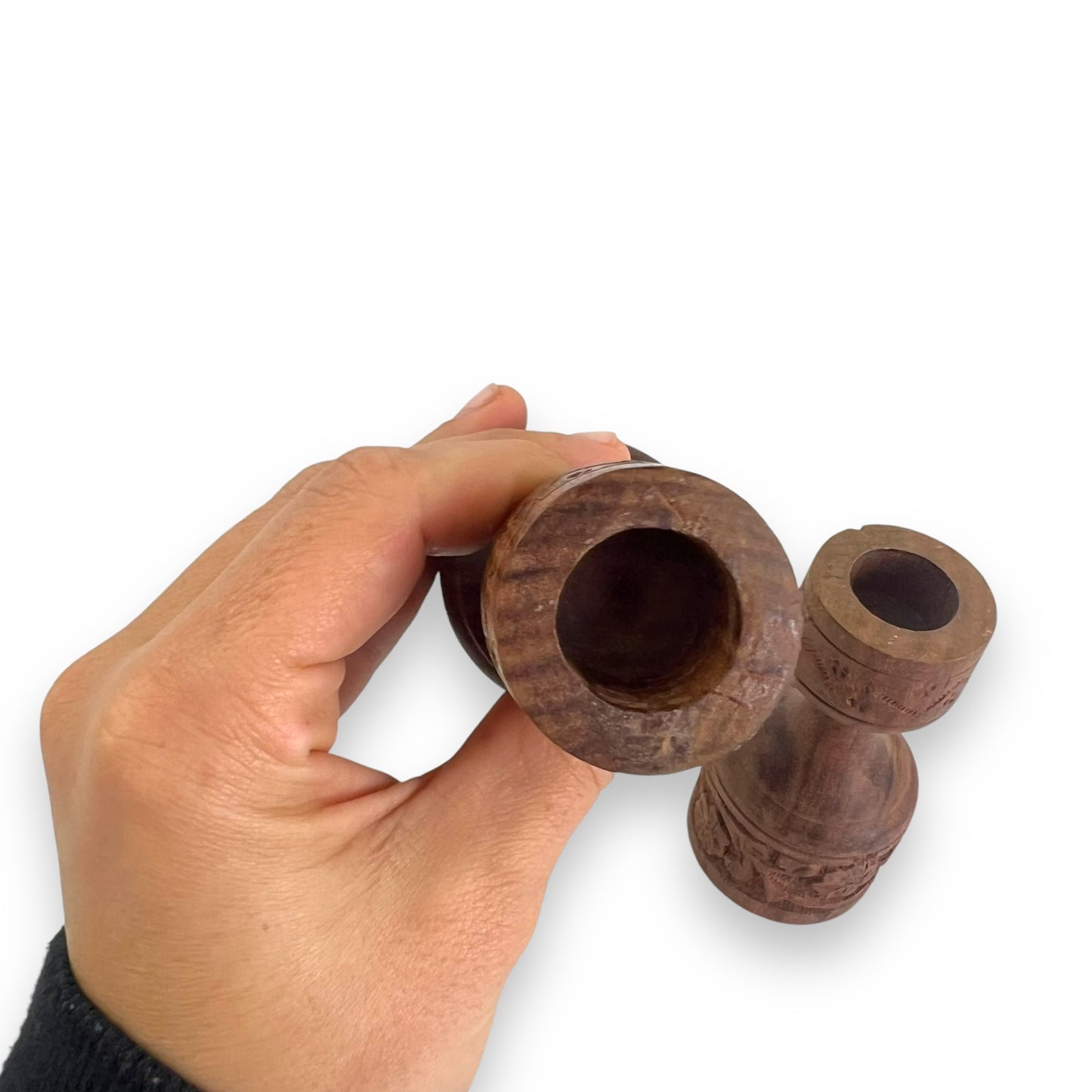 Wooden Candlestick Holder Set of 2