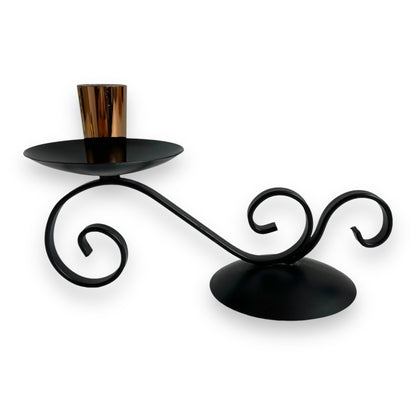 Black & Copper Metal Swirl Candlestick Holder