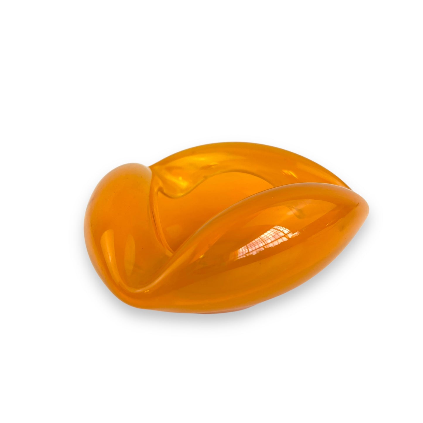 Bright Orange Art Glass Triangular Ashtray