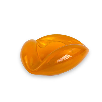 Bright Orange Art Glass Triangular Ashtray
