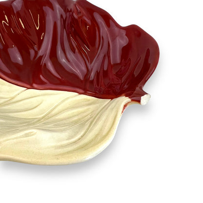 CarltonWare hand painted white and maroon coloured leaf dish - made in England