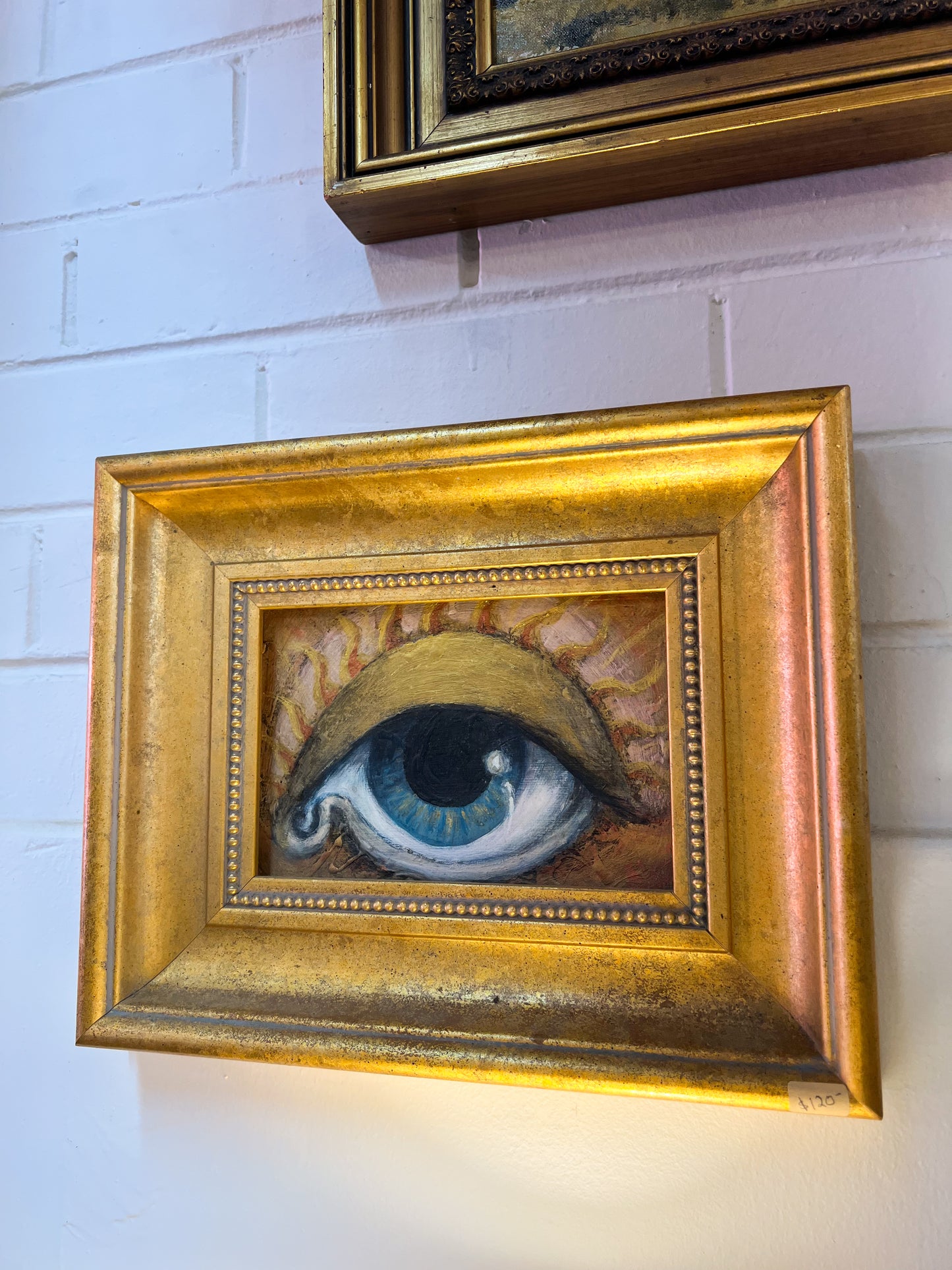Framed Surrealist Eye Painting – Gilt Frame