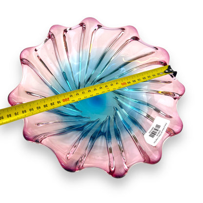 Pink & Blue Art Glass Large Dish