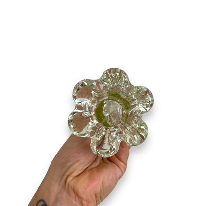 Clear elephant foot skinny glass flower vase