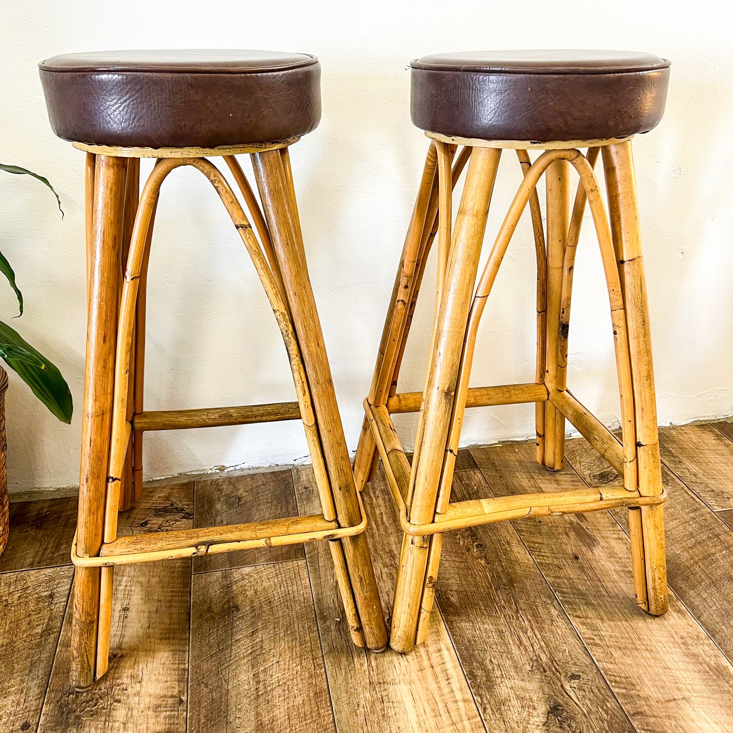 Cane Barstool Brown Tops set of 2