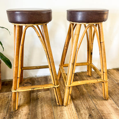 Cane Barstool Brown Tops set of 2