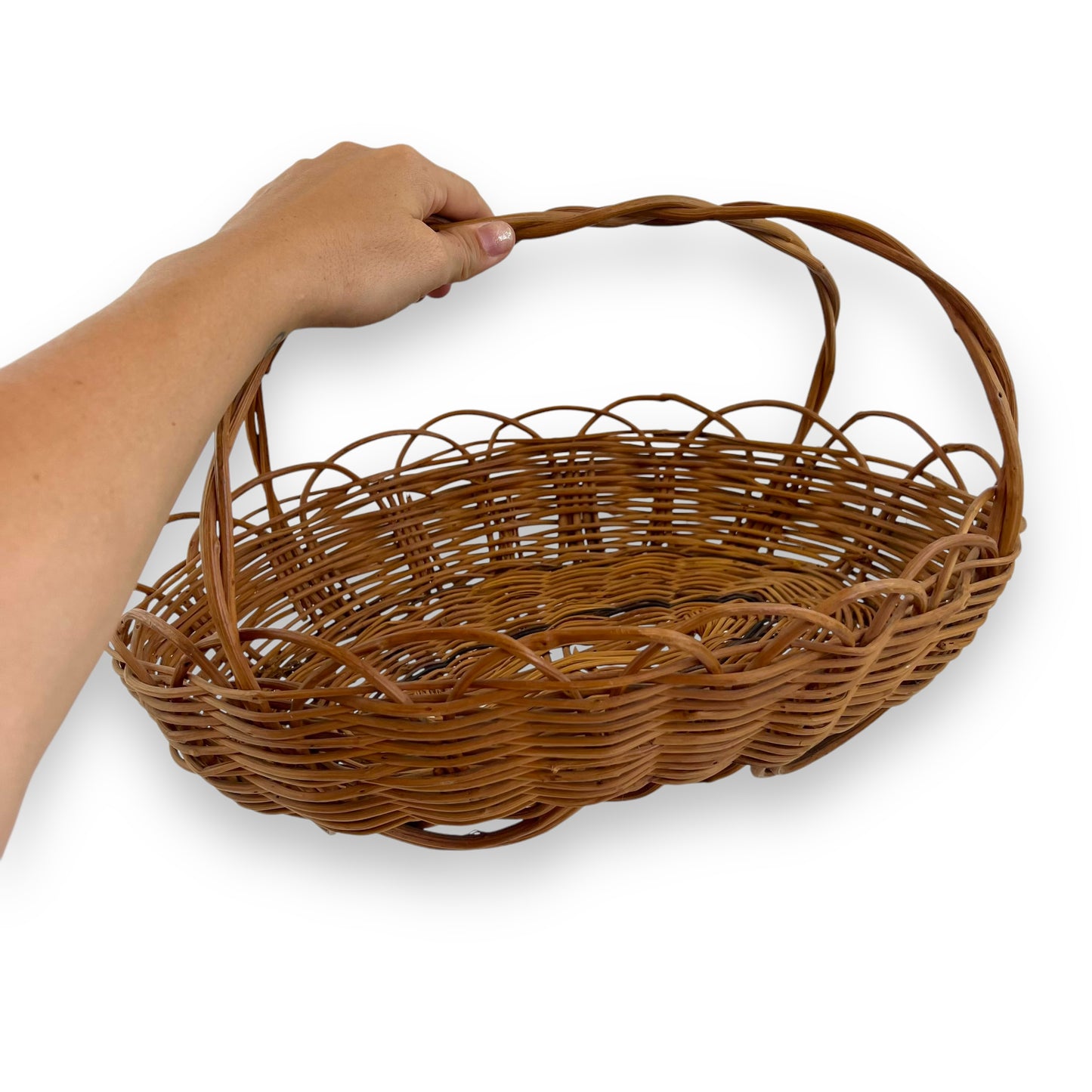 Wicker Basket with Handle – Handwoven Rustic Farmhouse Decor
