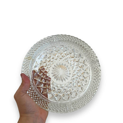 Large clear cut glass ashtray