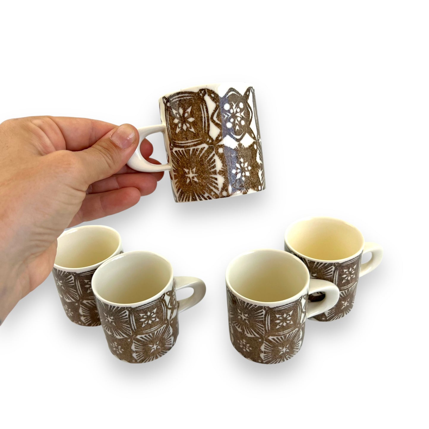 Brown Patterned Cup Set of 5