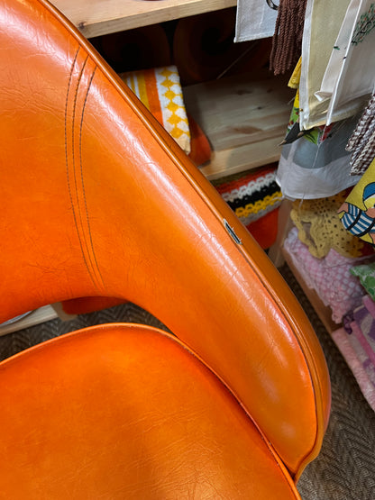 Set of 4 Retro Orange Swivel Dining Chairs