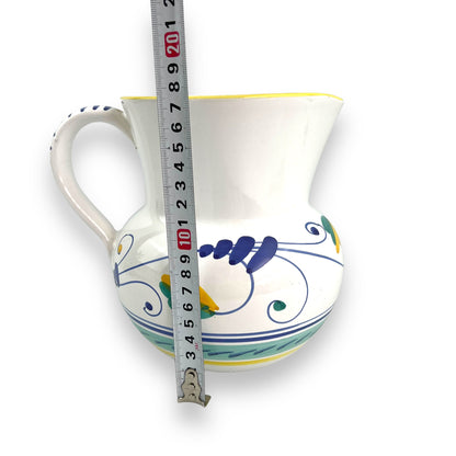White, blue and yellow ceramic large jug - Made in Italy